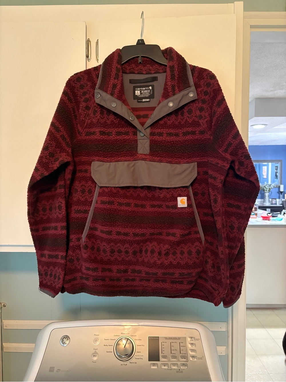 Women’s SZ L Carhartt Relaxed Fit Mauve/Blk/Gray Pullover Soft, Warm, Cozy